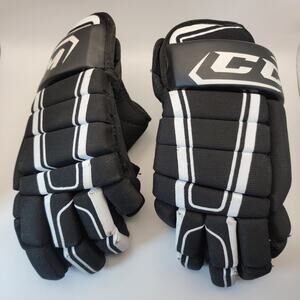 CCM 4R Youth Hockey Gloves 12" Black White – Protective Ice Skating Equipment